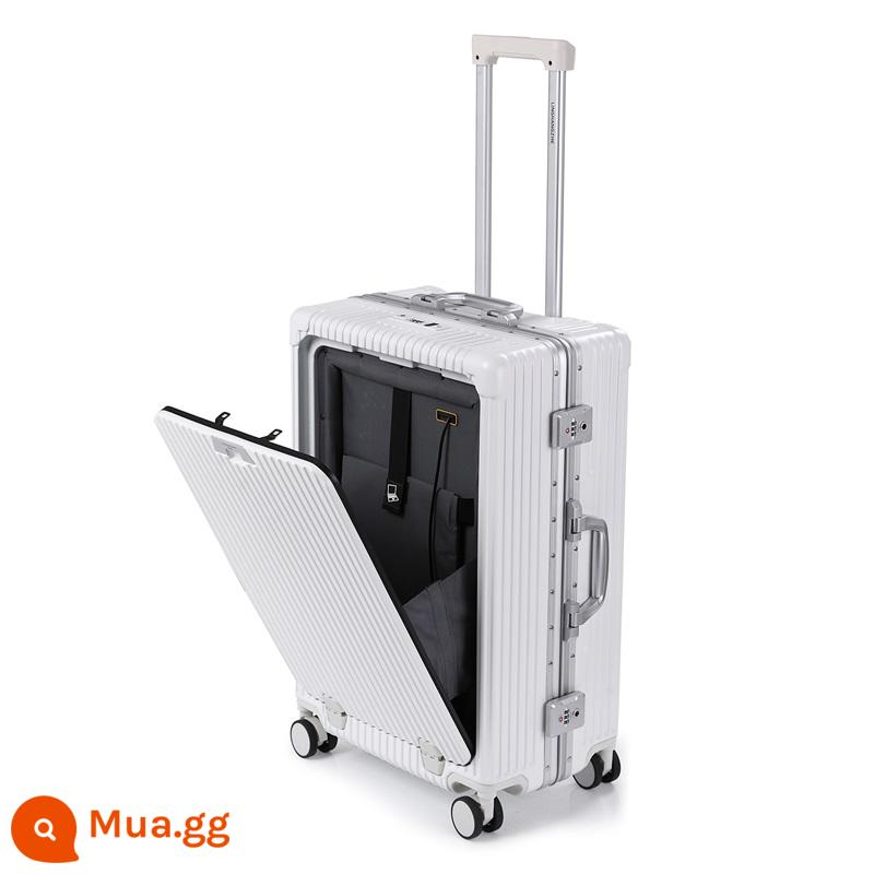 Vali đa năng hoa tiêu mở phía trước dành cho nam và nữ PC 20 inch doanh nhân có thể lên máy bay vali khung nhôm xe đẩy - Bắc cực trắng