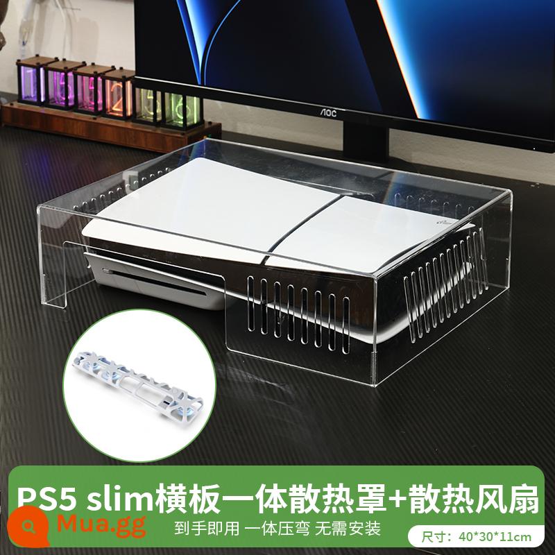 PS5slim phiên bản mỏng che bụi che tản nhiệt máy chủ thích hợp cho máy chơi game Sony bảo vệ acrylic trong suốt phụ kiện ngoại vi vỏ ngang và dọc phổ quát tích hợp chủ đề sáng tạo tay cầm - [Bộ làm mát PS5 Slim] Tấm che bụi ngang + Quạt làm mát