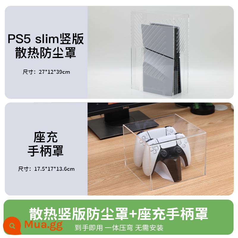 PS5slim phiên bản mỏng che bụi che tản nhiệt máy chủ thích hợp cho máy chơi game Sony bảo vệ acrylic trong suốt phụ kiện ngoại vi vỏ ngang và dọc phổ quát tích hợp chủ đề sáng tạo tay cầm - [PS5 Slim tản nhiệt hai mảnh] tản nhiệt dọc + giá đỡ tay cầm) nắp chống bụi + nắp tay cầm · tích hợp uốn nóng mà không cần cắt tay