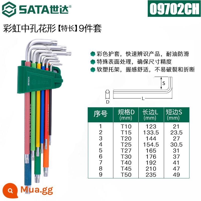 Bộ cờ lê lục giác bên trong hình ngôi sao Tua vít lục giác Dụng cụ lục giác Chìa khóa lục giác bên trong 6 điểm hình hoa mận bên trong lục giác - 09702CH/Vỏ màu hình hoa lỗ vừa (chiều dài đặc biệt và từ tính)