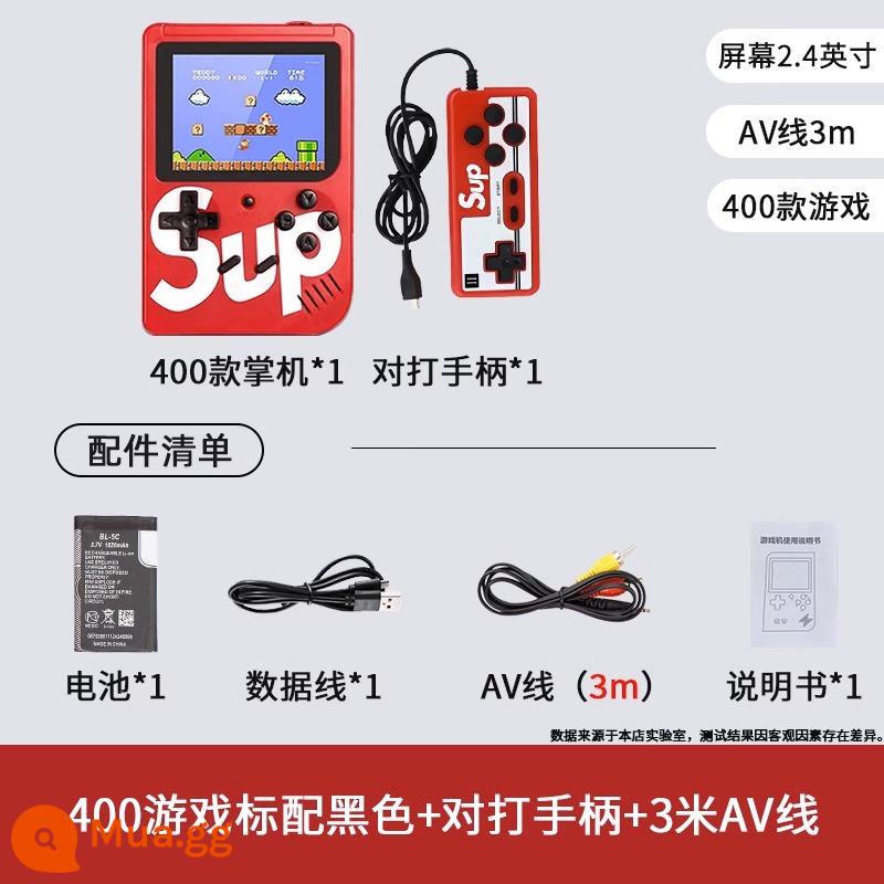 sup mới máy chơi game cầm tay retro cầm tay trẻ em hoài cổ cổ điển Nga psp mini cầm tay kiểu cũ đôi máy chơi game nhỏ Mario Quà tặng ngày trẻ em lòng bàn tay vuông tuổi thơ - 400 game tiêu chuẩn đỏ + tay cầm chiến đấu + cáp AV 3m