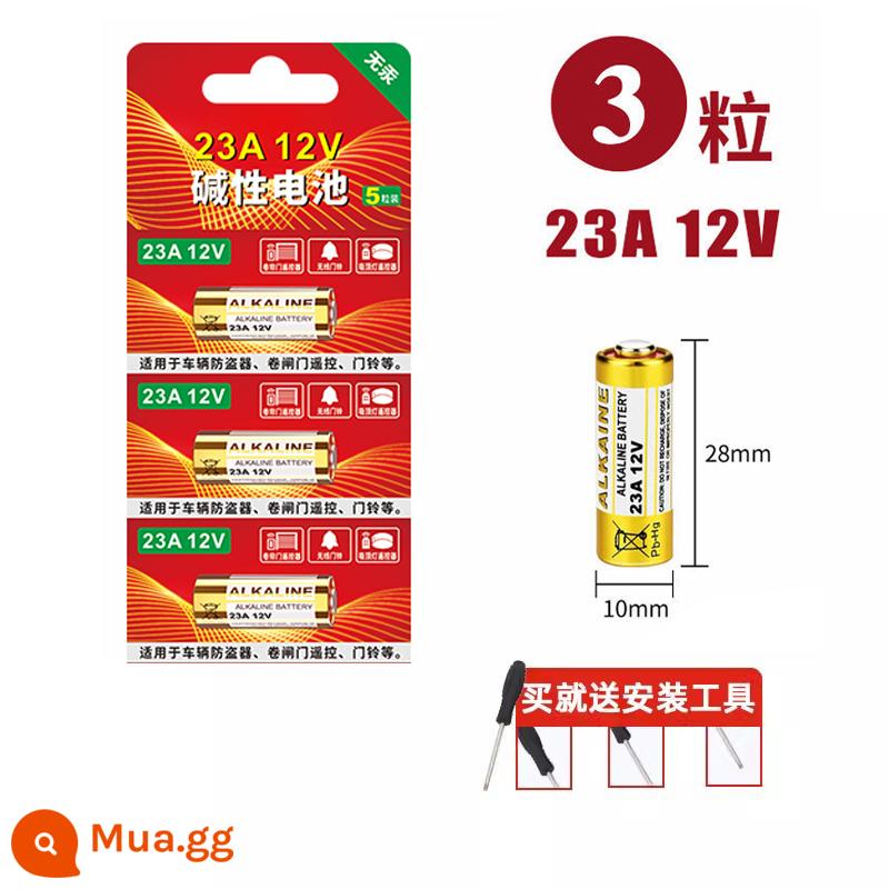 23A12V Pin Chuông Cửa Đèn Chùm Xe Ô Tô Điện 433 Thư Viện Cán Chuông Cửa L1028 Điều Hòa Không Khí Điều Khiển Từ Xa 27A12v Pin - 23A/12V (gói 3 chiếc) đi kèm tuốc nơ vít