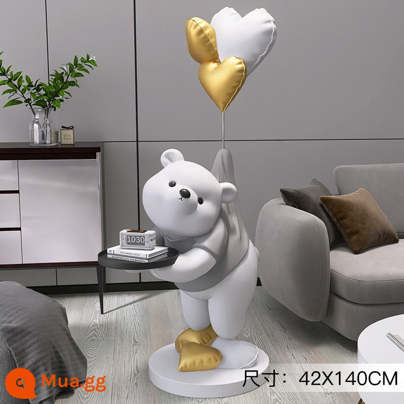 Gấu phòng khách quy mô lớn trang trí từ trần đến sàn phụ kiện gia đình TV tủ sofa bên cạnh đèn trưng bày trang trí mềm mại tân gia quà tặng nhà mới - Đồ trang trí khay gấu Yuanqi - Xám (Cao 1,4 mét)