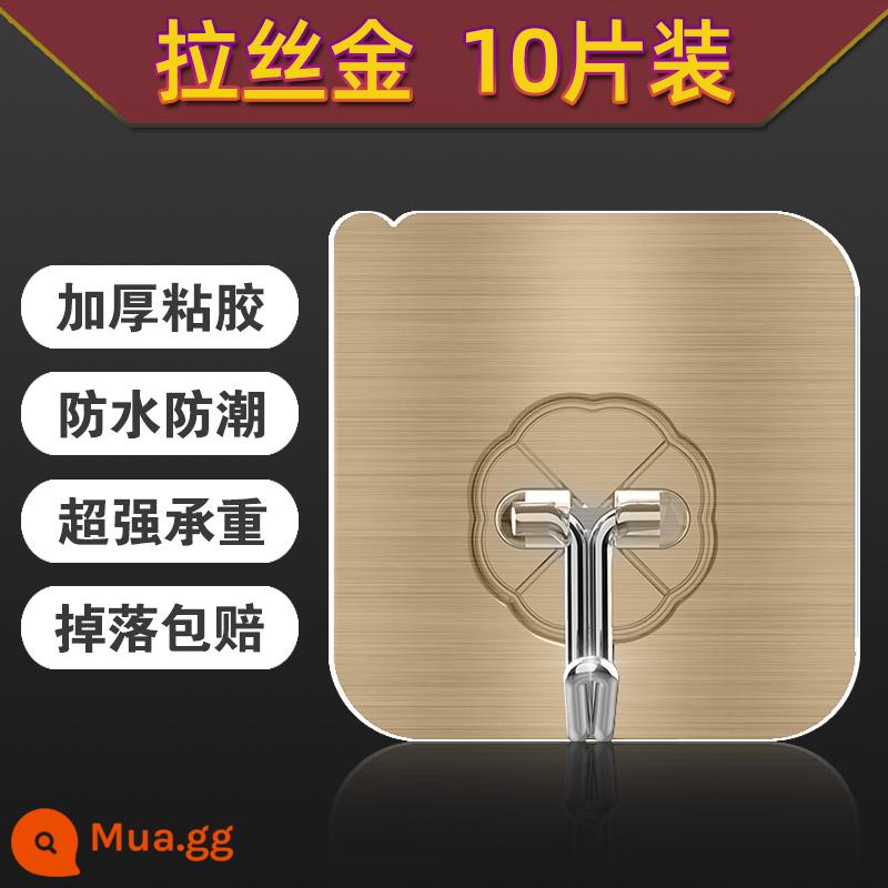 Móc treo tường viscose mạnh mẽ treo tường chịu lực trong suốt ánh sáng liền mạch tường sang trọng miễn phí đấm móc dính dính móc - Chải vàng dày 10 chiếc móc thép không gỉ
