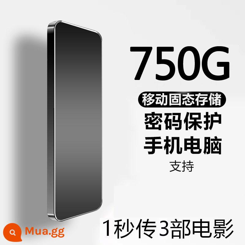 Ổ cứng di động siêu mỏng chính hãng chính hãng 8T tốc độ cao 2000GB dung lượng lớn 1T ổ cứng điện thoại di động máy tính lưu trữ thể rắn - 750G [Đen] [Mã hóa an toàn + đọc và ghi tốc độ cao 2.0 + chip thông thường]