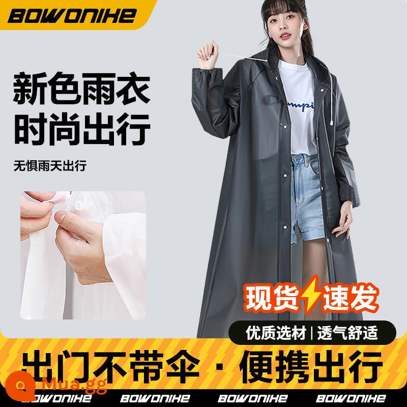 Áo mưa poncho dành cho nam và nữ dành cho người lớn không dùng một lần của Bovonik áo khoác dài thông thường không thấm nước áo mưa đặc biệt dành cho nữ - [Dày] EVA đen (có thể đeo ba lô)