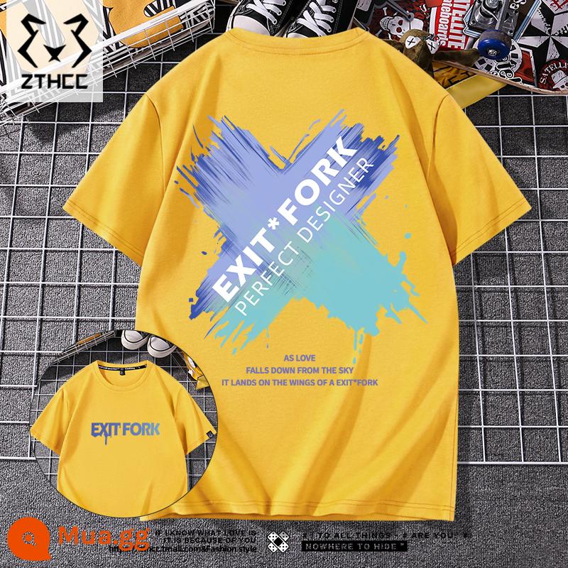 Áo thun nam ngắn tay mùa hè thương hiệu T-shirt cỡ lớn phong cách Mỹ 2023 mới phù hợp với tất cả các trận đấu chàng trai cotton lỏng nửa tay - Nĩa sơn nghệ_ZB