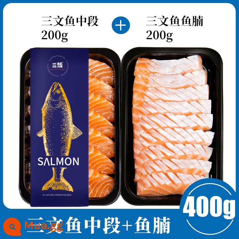 Ba món ngon từ cá hồi Na Uy, sashimi phi lê tươi sống, cắt sống nguyên con đông lạnh, miễn phí vận chuyển, sashimi, vận chuyển SF - [Phần giữa cao cấp + bụng cá béo nhưng không béo] mỗi hộp 1 hộp