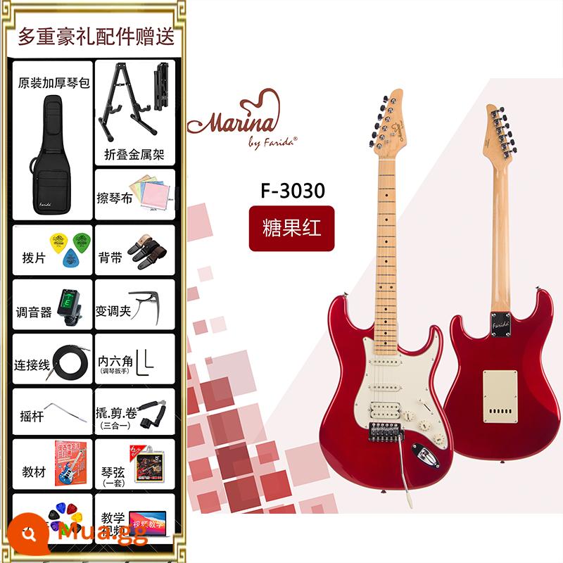 Đàn guitar điện Farida F5020 F5050 dành cho người mới bắt đầu, người lớn và trẻ em - F3030-CAR màu kẹo + trọn bộ phụ kiện + khóa học