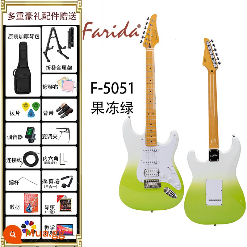 Đàn guitar điện Farida F5020 F5050 dành cho người mới bắt đầu, người lớn và trẻ em - F5051-SFGR Jelly Green + Trọn Bộ Phụ Kiện + Khóa Học