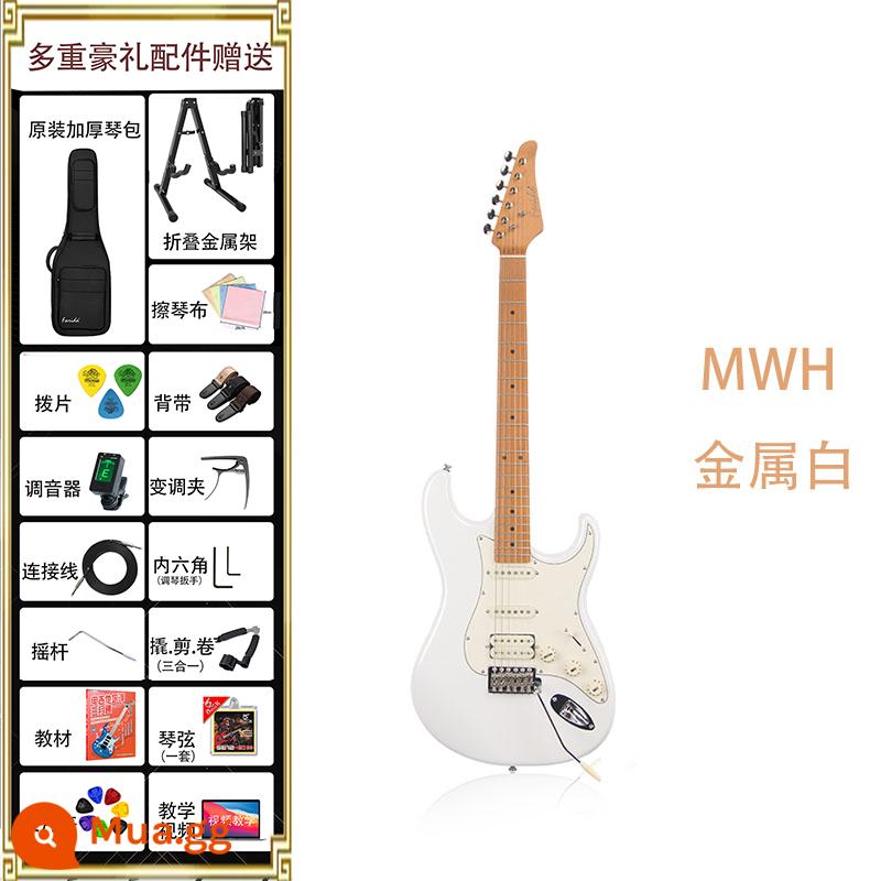 Đàn guitar điện Farida F5020 F5050 dành cho người mới bắt đầu, người lớn và trẻ em - F5020-MWH màu trắng kim loại + trọn bộ phụ kiện + khóa học