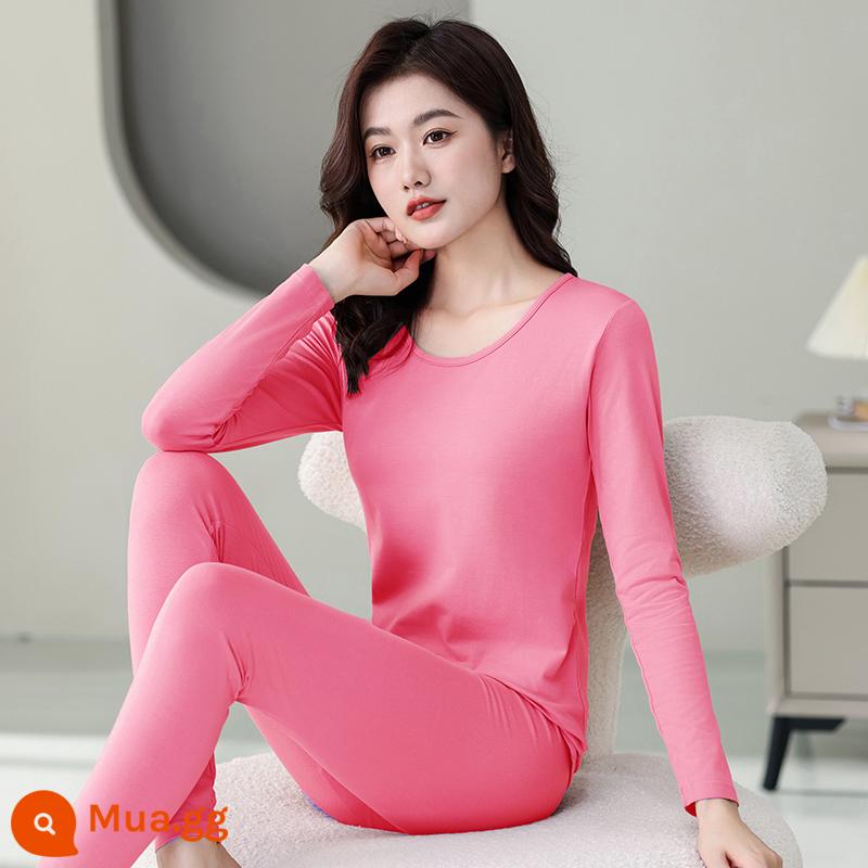 Bộ Quần Áo Thu Đông Và Quần Vệ Sinh Cho Nữ Modal Cotton Quần Áo Giữ Nhiệt Mỏng Áo Sơ Mi Đáy Bó Sát Quần Áo Vệ Sinh Kích Thước Lớn Đồ Lót Cho Thanh Niên - Model X128~Dưa Đỏ