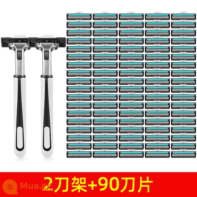 Du lịch Di động Máy cạo râu dùng một lần Nam 2023 Máy cạo râu mới Khách sạn hai lớp Bộ giặt thủ công Du lịch - 2 giá đỡ dụng cụ + 90 đầu dụng cụ