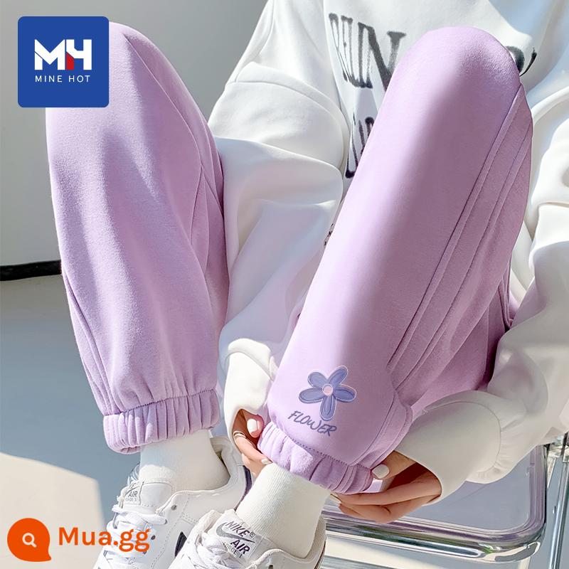 Quần nhung Tangshi MH dành cho nữ xuân thu đông 2024 mới phong cách hot Quần legging trắng nhạt thể thao giản dị quần cotton dày X - [Phong cách Xuân Thu] Màu tím (chỉ số ở phía trước bên trái của Quần Phong Lan)