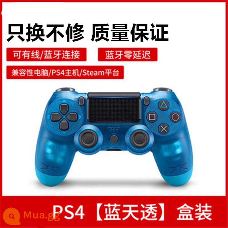 Tay cầm ps4 pc phiên bản máy tính bluetooth không dây rung hơi nước Android Apple điện thoại di động máy tính bảng bảng điều khiển trò chơi đa năng - [Màu xanh trong suốt] Phiên bản Bluetooth 5.0 hàng đầu