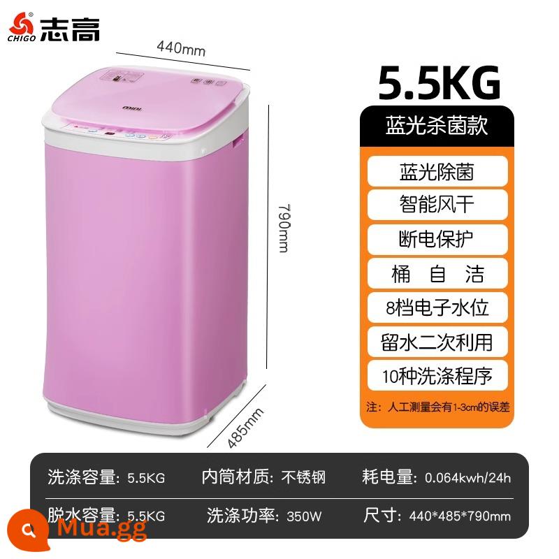 Máy giặt mini Zhigao 3.5/4kg hoàn toàn tự động dành cho hộ gia đình nhỏ nấu và giặt ở nhiệt độ cao cho mẹ và bé đặc biệt dành cho trẻ em - 5,5kg giặt khô nhanh màu hồng