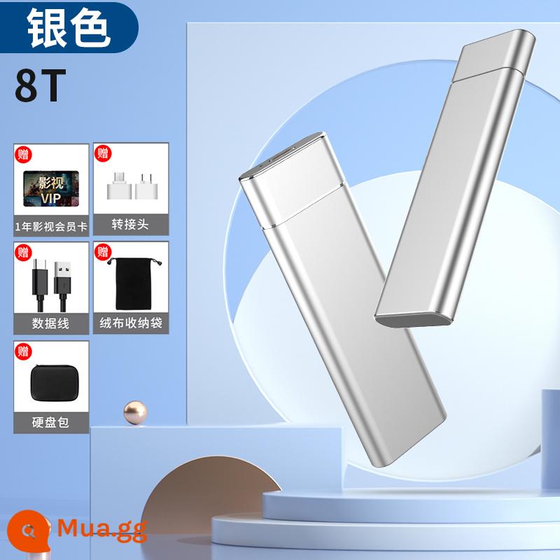 Ổ cứng di động 4T tốc độ cao dung lượng lớn 2t ổ cứng gắn ngoài 1t điện thoại di động máy tính bên ngoài lưu trữ thể rắn chính hãng 8T - 8000GB [Aurora Silver] [Hỗ trợ mã hóa + nhỏ hơn, mỏng hơn và nhanh hơn]