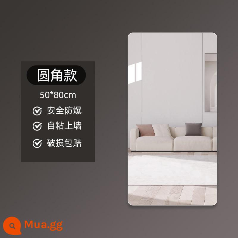 Gương mềm treo tường Gương toàn thân acrylic tự dính độ nét cao tại nhà trang điểm phòng ngủ bé gái Gương dài treo tường - Mẫu góc tròn 50*80cm [gương bán thân]