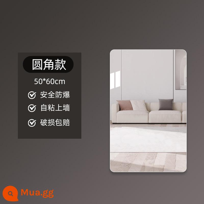 Gương mềm treo tường Gương toàn thân acrylic tự dính độ nét cao tại nhà trang điểm phòng ngủ bé gái Gương dài treo tường - Góc bo tròn 50*60 cm [gương mỹ phẩm]