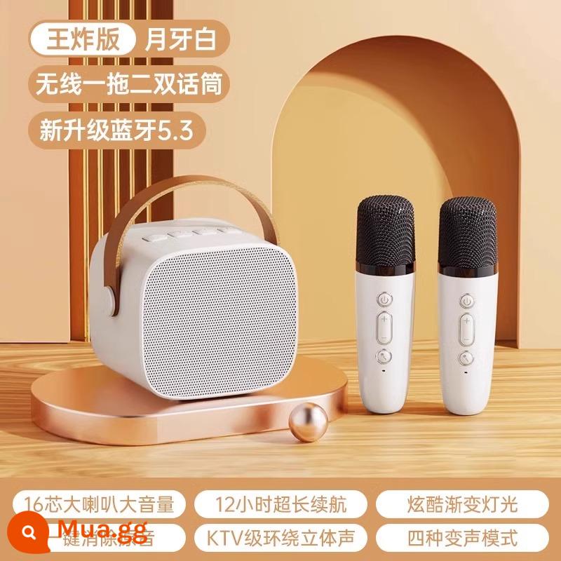 Micro và âm thanh tích hợp micro không dây Bluetooth tại nhà hát karaoke đa năng cho trẻ em gia đình nhỏ ktv di động - Micro đôi màu trắng hình lưỡi liềm [Hợp xướng Karaoke + Mixer Bel Canto + Loa Bluetooth]