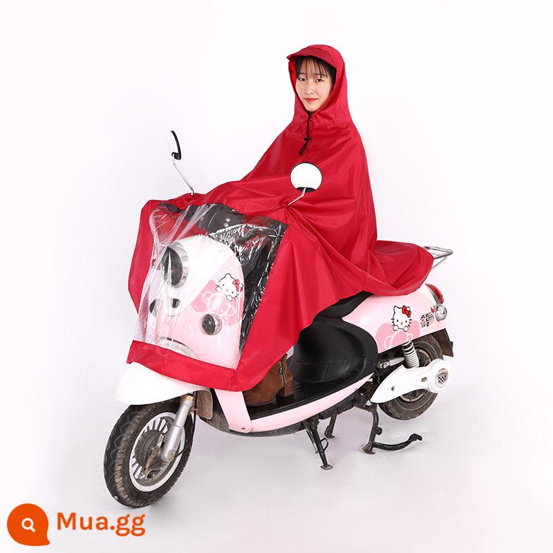 Áo mưa xe điện chống nước toàn thân mưa lớn xe máy người lớn dày poncho chống mưa xe đạp điện đôi - Mũ vành đỏ thông thường 4XL