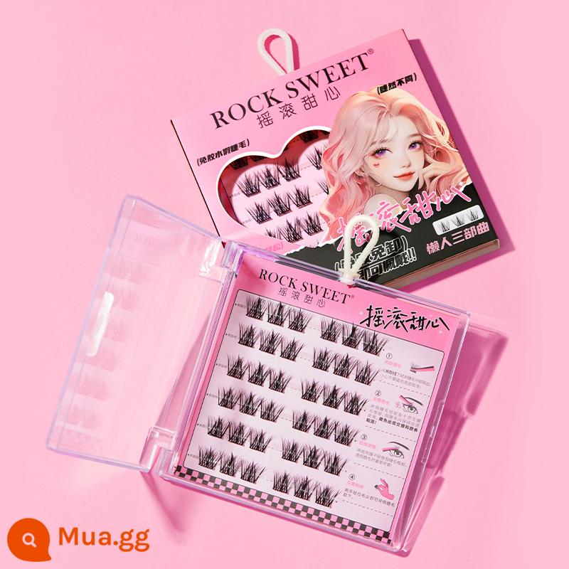 ROCK SWEET/rock Sweet yêu lông mi giả không keo keo miễn phí tự dính lông mi giả hoa hướng dương lông mi tự nhiên - [Hộp đơn] Bộ ba sản phẩm lười biếng mới [Tweezers + Mirror miễn phí]