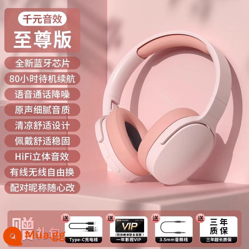 Thời lượng pin siêu dài, tai nghe Bluetooth gắn đầu chất lượng cao, tai nghe thể thao true wireless, giảm tiếng ồn, game thể thao điện tử trên máy tính - Pink-[Extreme Edition] ❤Chất lượng âm thanh nổi HiFI❤Thời lượng pin 80 giờ