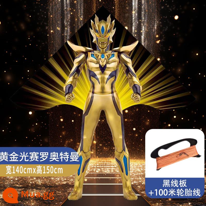 Ultraman Zero Diều Làn Gió Trẻ Em Dễ Bay 2024 Mới Hoạt Hình Hoạt Hình Sơ Khai Người Lớn Kích Thước Lớn - Cao 1.5 mét Ánh Sáng Vàng/Vàng Ultraman Zero Tyre Tấm Cáp Cáp 100 mét + đầu nối