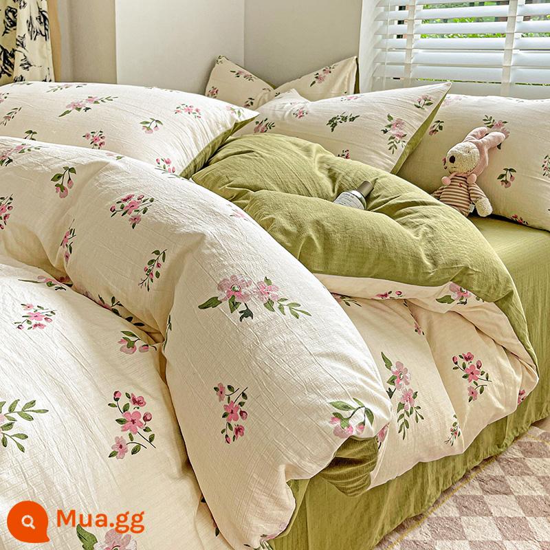 Loại A 4 bộ đồ giường siêu mềm chăn bông jacquard bốn mảnh ký túc xá sinh viên Bộ giường ba mảnh sợi bông hai lớp Xiaozhu - [Sợi bông hai lớp Xiaozhu loại A]