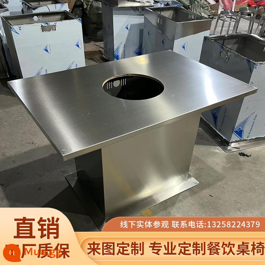 Bàn lẩu thương mại bếp từ inox không khói tích hợp bàn nướng bằng gỗ nguyên khối sàn bàn ghế bằng đá cẩm thạch tùy chỉnh - Nhà máy sản xuất nội thất phục vụ 5 theo yêu cầu