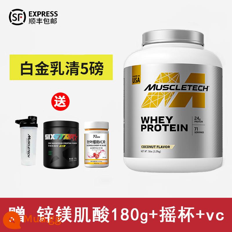 Muscletech Cơ Công Nghệ Bạch Kim Bột Whey Protein 5 lbs Thể Dục Protein Tăng Cơ Cô Lập Bột Protein - Bạch kim 5 pound + cốc lắc + creatine magiê kẽm + viên vc