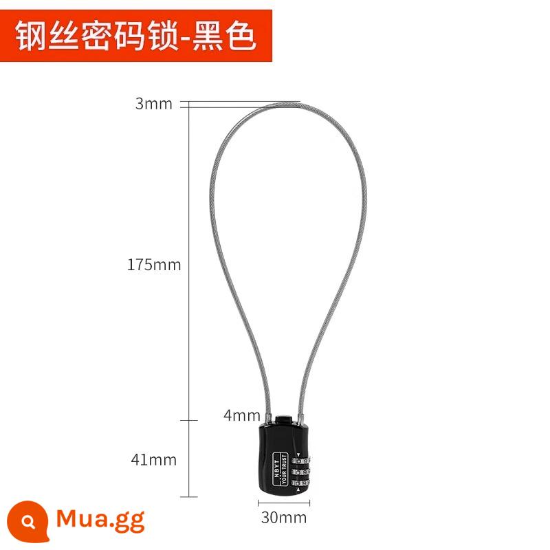 Khóa mã số dây thép ổ khóa cáp thép khóa tủ chống trộm tổng thể tủ hồ sơ tủ dài ổ khóa dây khóa chống trộm khóa mã số - [Phiên bản vuông] Khóa mật khẩu màu đen