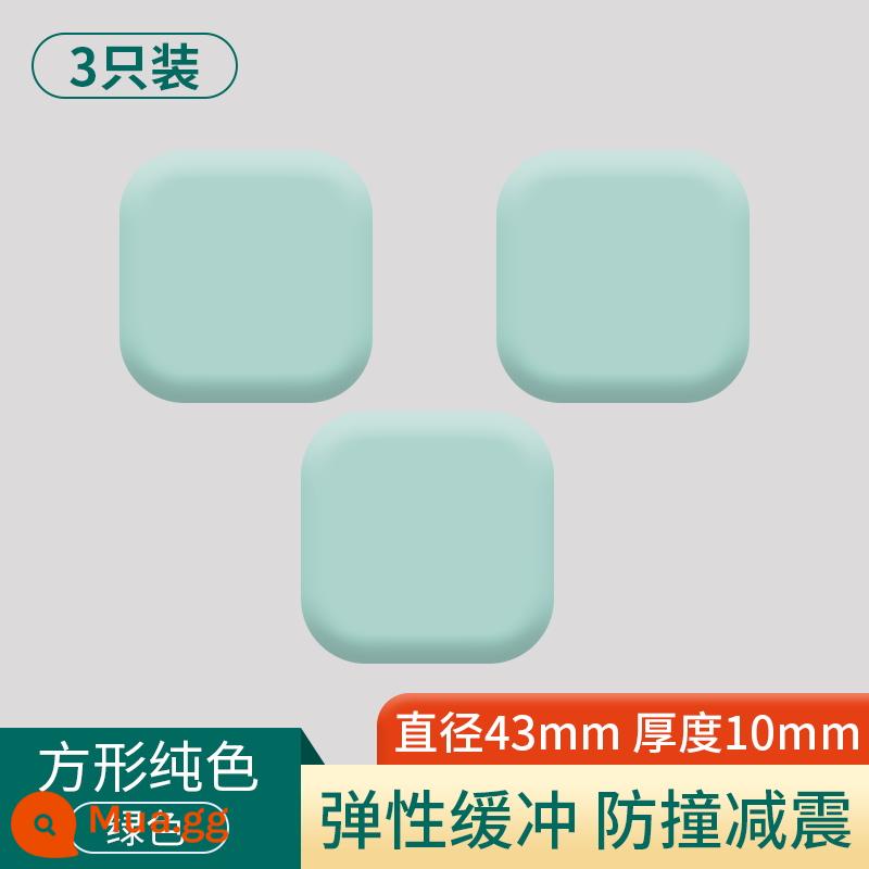 Miếng chặn cửa hút chống va chạm không cần đục lỗ silicone mới cản cửa hút phòng thay đồ chặn cửa cửa sau tay nắm miếng đệm chống va chạm - 3 hình vuông màu xanh lá cây