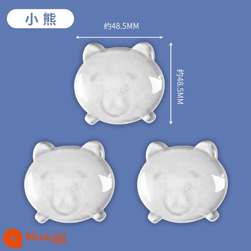 Silicone trong suốt ngăn chặn cửa chống va chạm dán tay nắm cửa cửa tủ đệm chống va chạm phía sau tắt tiếng chống va chạm không đấm cửa chống - Mô hình trong suốt-Gấu Nhỏ (gói 3 chiếc)