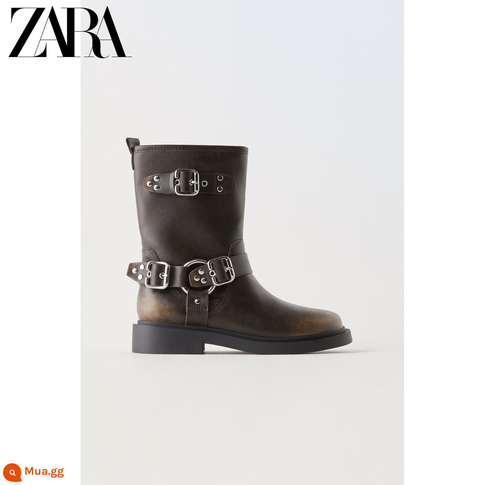 ZARA Ưu đãi đặc biệt Giày trẻ em Giày bốt ngắn đi xe máy bé gái 2137230 700 - nâu