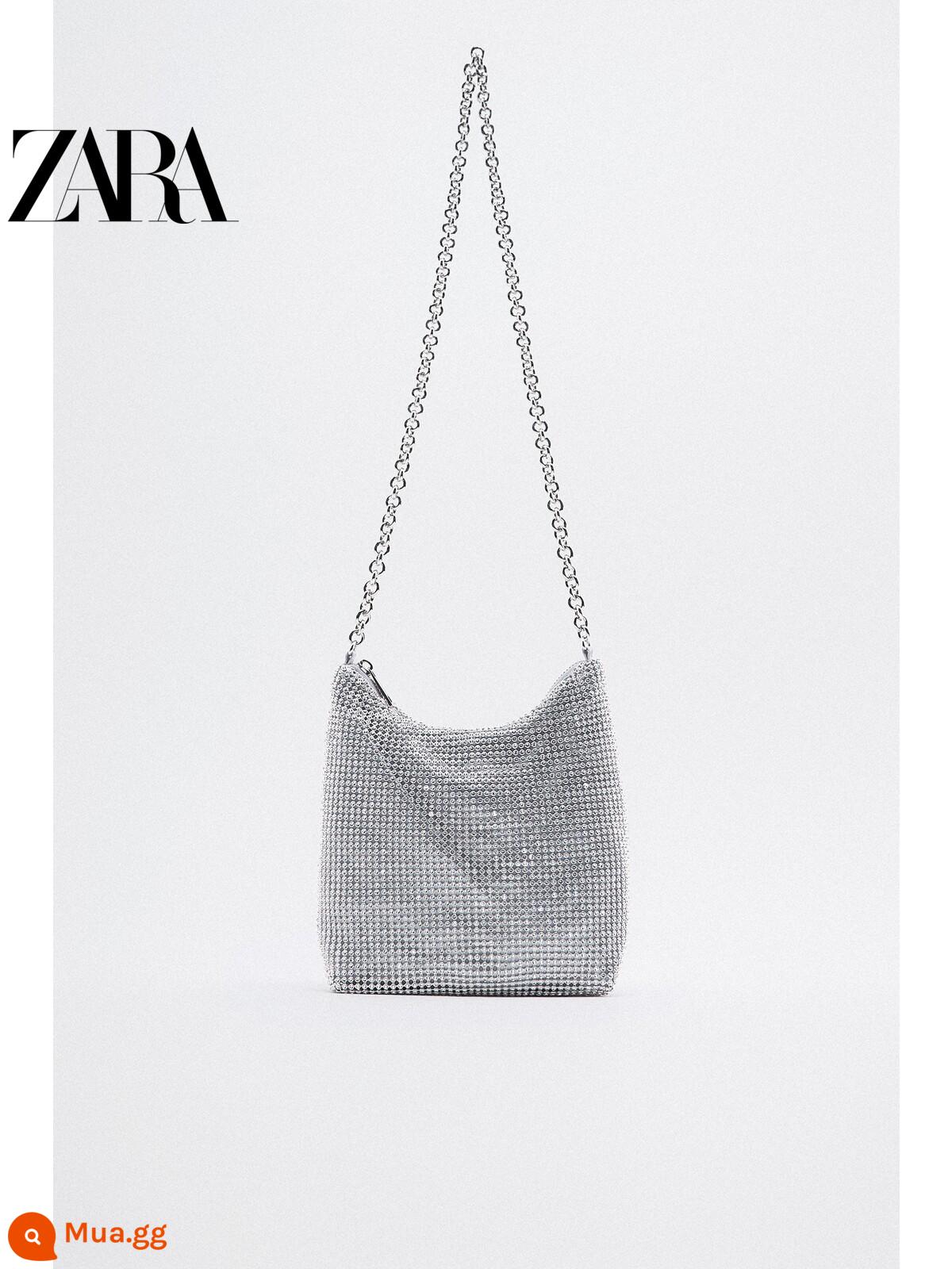 Túi xách nữ mùa đông mới của ZARA túi đeo chéo màu bạc sáng 6263010 808 - bạc