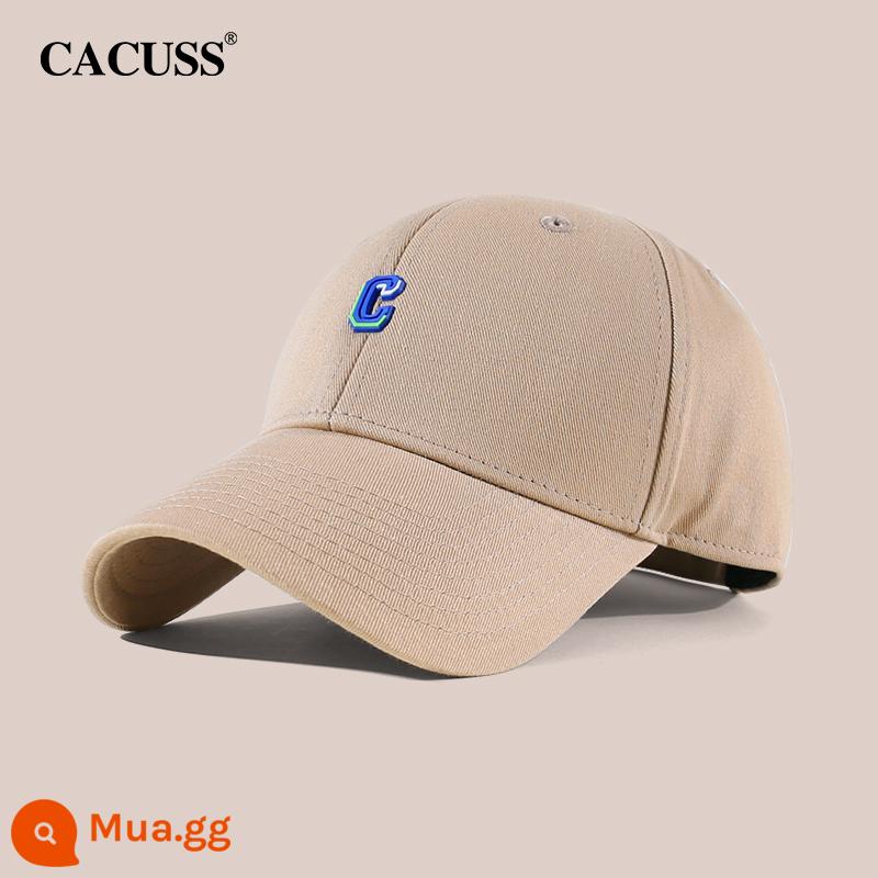 Mũ bóng chày CACUSS nam mùa thu chữ cotton đạt đỉnh mũ nữ nhiều màu chụp đường phố chống nắng mũ che nắng - Khaki