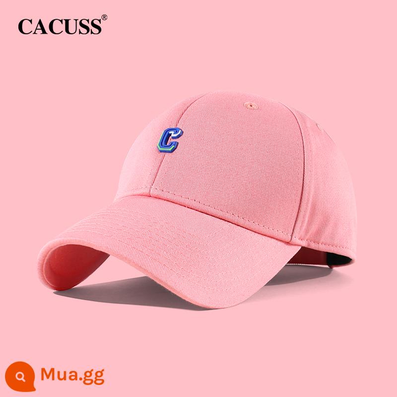 Mũ bóng chày CACUSS nam mùa thu chữ cotton đạt đỉnh mũ nữ nhiều màu chụp đường phố chống nắng mũ che nắng - San hô màu hồng