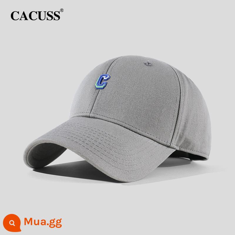 Mũ bóng chày CACUSS nam mùa thu chữ cotton đạt đỉnh mũ nữ nhiều màu chụp đường phố chống nắng mũ che nắng - xám