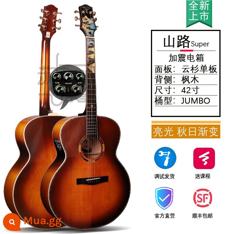 Đức Tiger Rogen đường núi dân gian đàn guitar điện hộp đàn guitar mới bắt đầu nam nữ sinh viên jita - [Sản phẩm mới 2023] Mẫu hộp điện có độ sáng và độ rung mùa thu Shanlu Super 42 inch