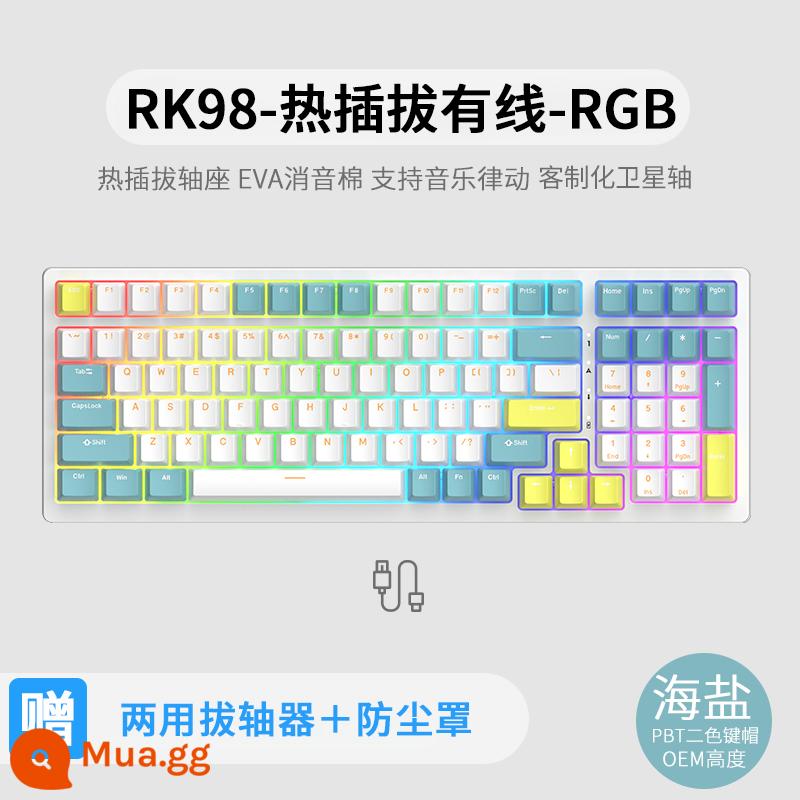 Bàn phím cơ không dây ba chế độ RK98 bluetooth 2.4g chơi game có dây thể thao điện tử RGB bộ tùy chỉnh có thể tráo đổi nóng - Haiyan (RGB) có dây-có thể tráo đổi nóng