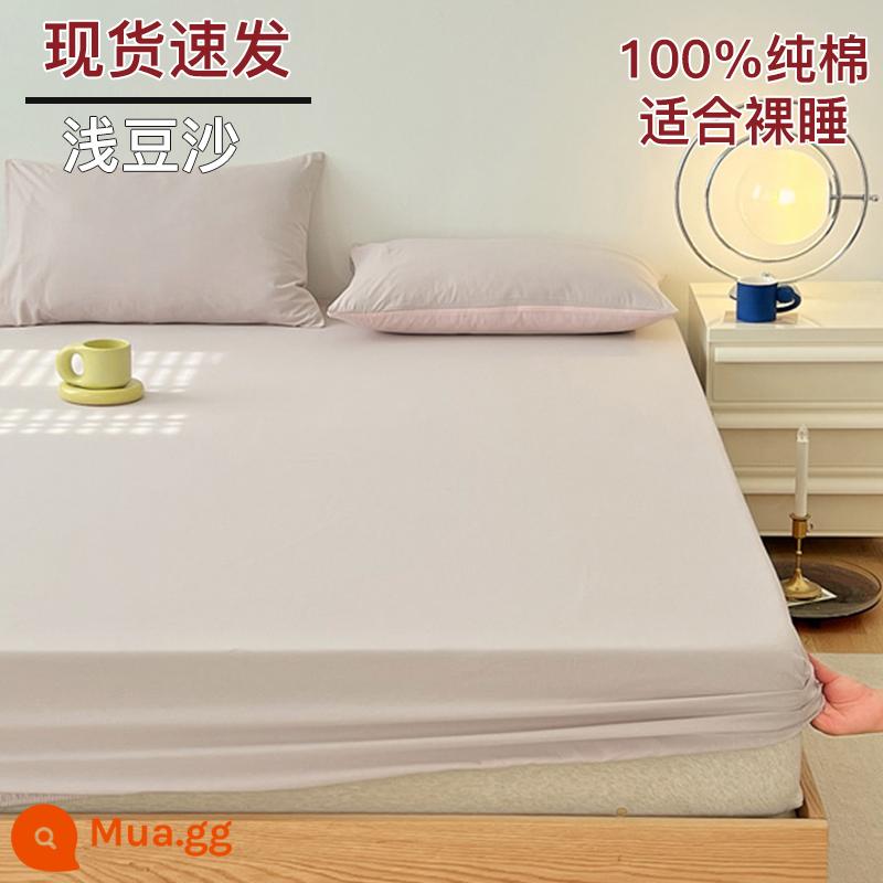 Bộ drap cotton trang bị một mảnh bộ ga trải giường mùa đông 2022 túi đựng nệm Simmons mới cotton nguyên chất ga trải giường cotton đã qua giặt sạch - bột đậu đỏ nhạt