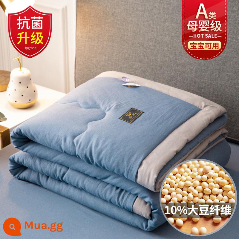 Nanjiren Cotton Mùa Hè Mát Chần Gòn Điều Hòa Không Khí Chần Gòn Sợi Đậu Nành Chần Gòn Ký Túc Xá Sinh Viên Đơn Mỏng Lõi Chăn Bộ 4 Món - Crown Blue [Chăn mùa hè bằng sợi đậu nành được nâng cấp, có thể giặt bằng máy]