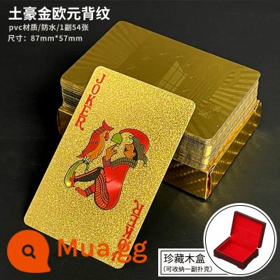 Vàng Poker Thẻ Bay Sáng Tạo Lưới Nhựa Nhựa PVC Đỏ Chống Thấm Nước Có Thể Giặt Thẻ Bay Đồ Chơi Trò Chơi Texas Cắt Hoa - Euro vàng phong phú + hộp gỗ bộ sưu tập sang trọng