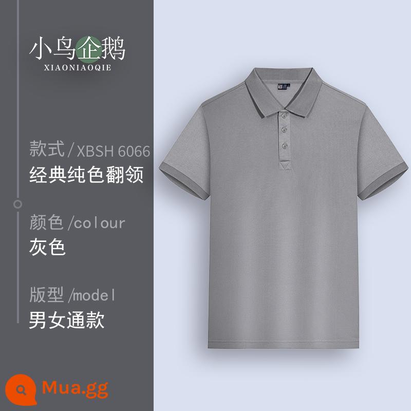 Quần áo làm việc tùy chỉnh T-shirt quần áo làm việc tùy chỉnh-thực hiện đội mùa hè cotton văn hóa quảng cáo áo POLO ngắn tay in LOGO - Một màu xám