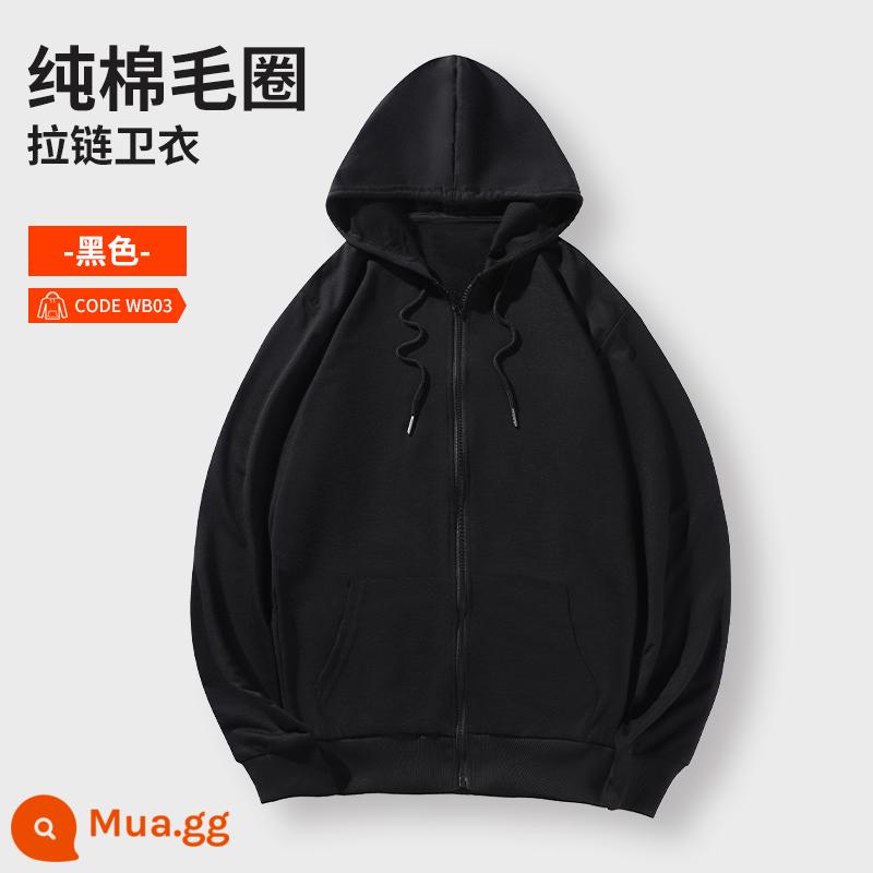 Áo len tùy chỉnh quần áo làm việc tự làm hoodie áo khoác nam nữ in logo dài tay tùy chỉnh lớp đoàn tụ quần áo - Phần C - đen