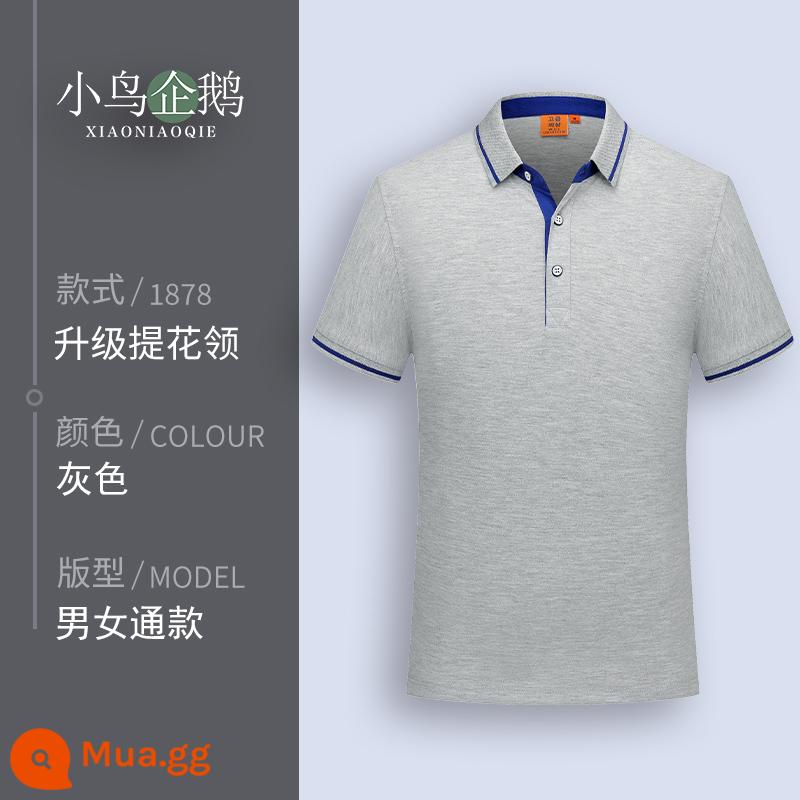 Quần áo làm việc tùy chỉnh T-shirt quần áo làm việc tùy chỉnh-thực hiện đội mùa hè cotton văn hóa quảng cáo áo POLO ngắn tay in LOGO - D màu xám