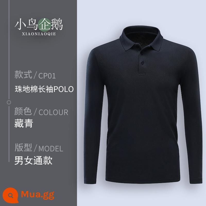 Quần áo làm việc tùy chỉnh T-shirt quần áo làm việc tùy chỉnh-thực hiện đội mùa hè cotton văn hóa quảng cáo áo POLO ngắn tay in LOGO - E Dài Tay-Xanh Navy