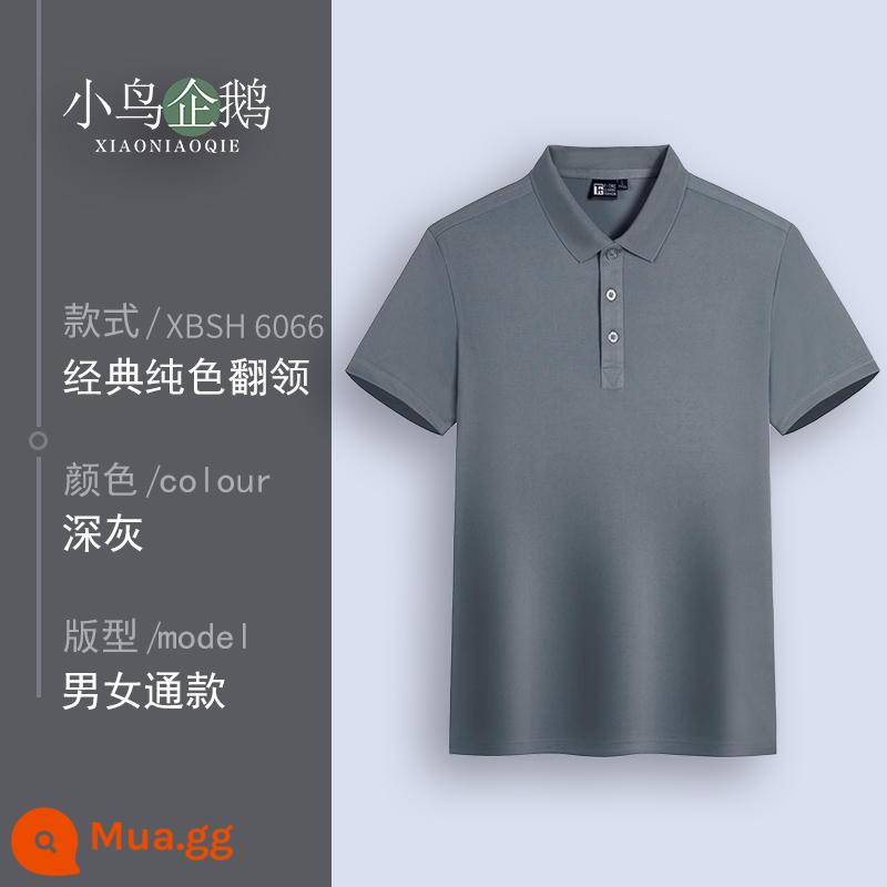 Quần áo làm việc tùy chỉnh T-shirt quần áo làm việc tùy chỉnh-thực hiện đội mùa hè cotton văn hóa quảng cáo áo POLO ngắn tay in LOGO - Một màu xám đen