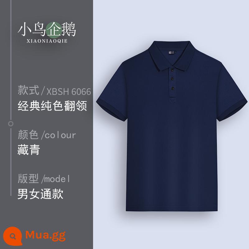 Quần áo làm việc tùy chỉnh T-shirt quần áo làm việc tùy chỉnh-thực hiện đội mùa hè cotton văn hóa quảng cáo áo POLO ngắn tay in LOGO - Một màu xanh đậm